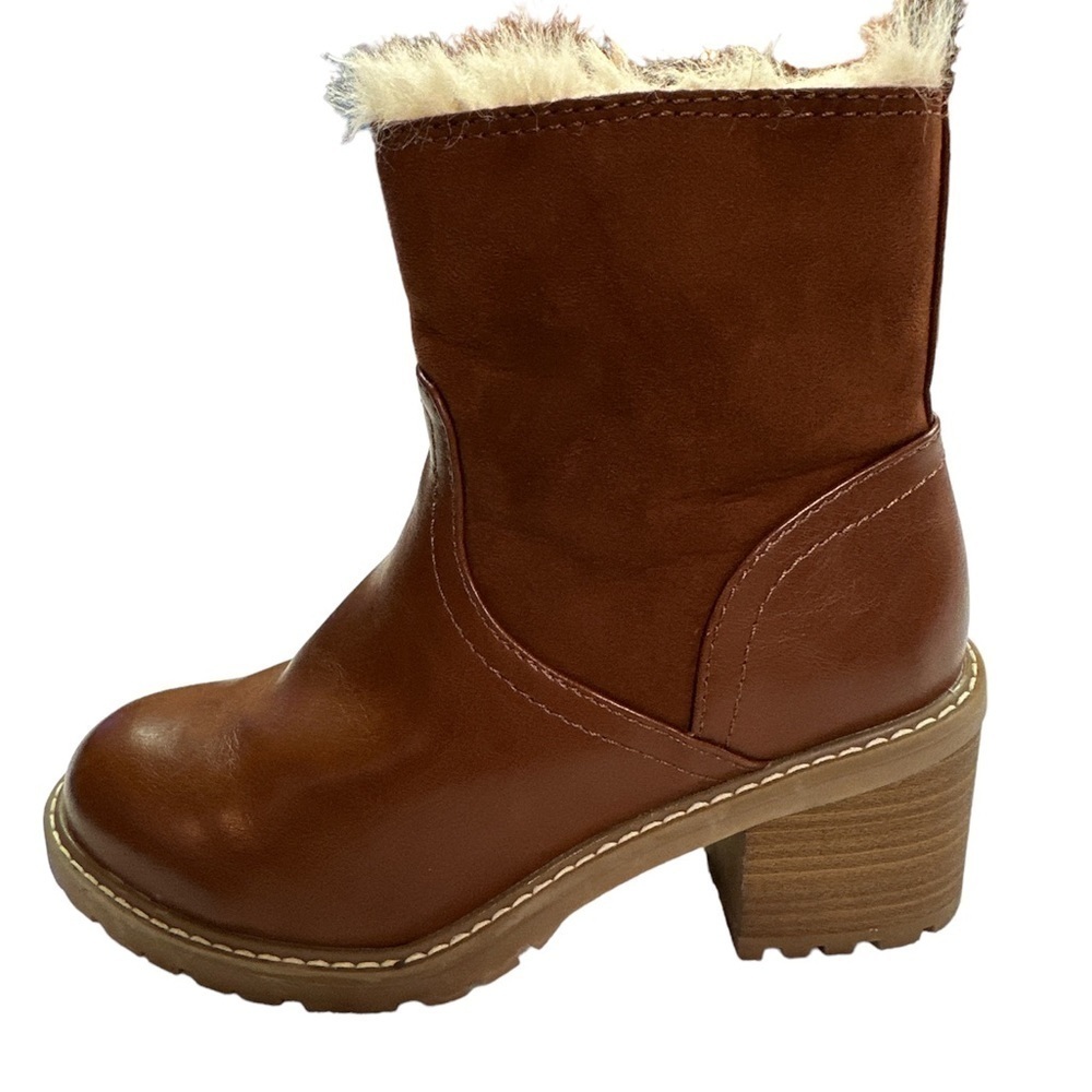 Universal Thread Womens Marla Block Heel Cognac Brown Zippered Boots Size 6